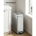 thumbnail image 1 of SONGMICS Bathroom Trash Can, 13-Gallon (50 L) Small Trash Bin with Lid, Slim for Small Spaces, Stainless Steel Garbage Can, Soft Close, Silver, 1 of 5