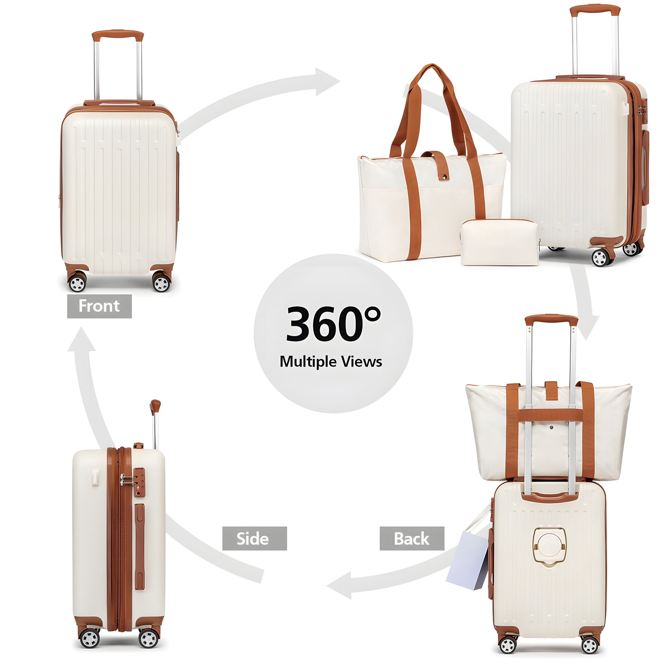 WEPLUS 5Piece Hardside Carry On Luggage Sets TSA Lock Spinner Wheels 20"24"28" Suitcase with Cup Holder