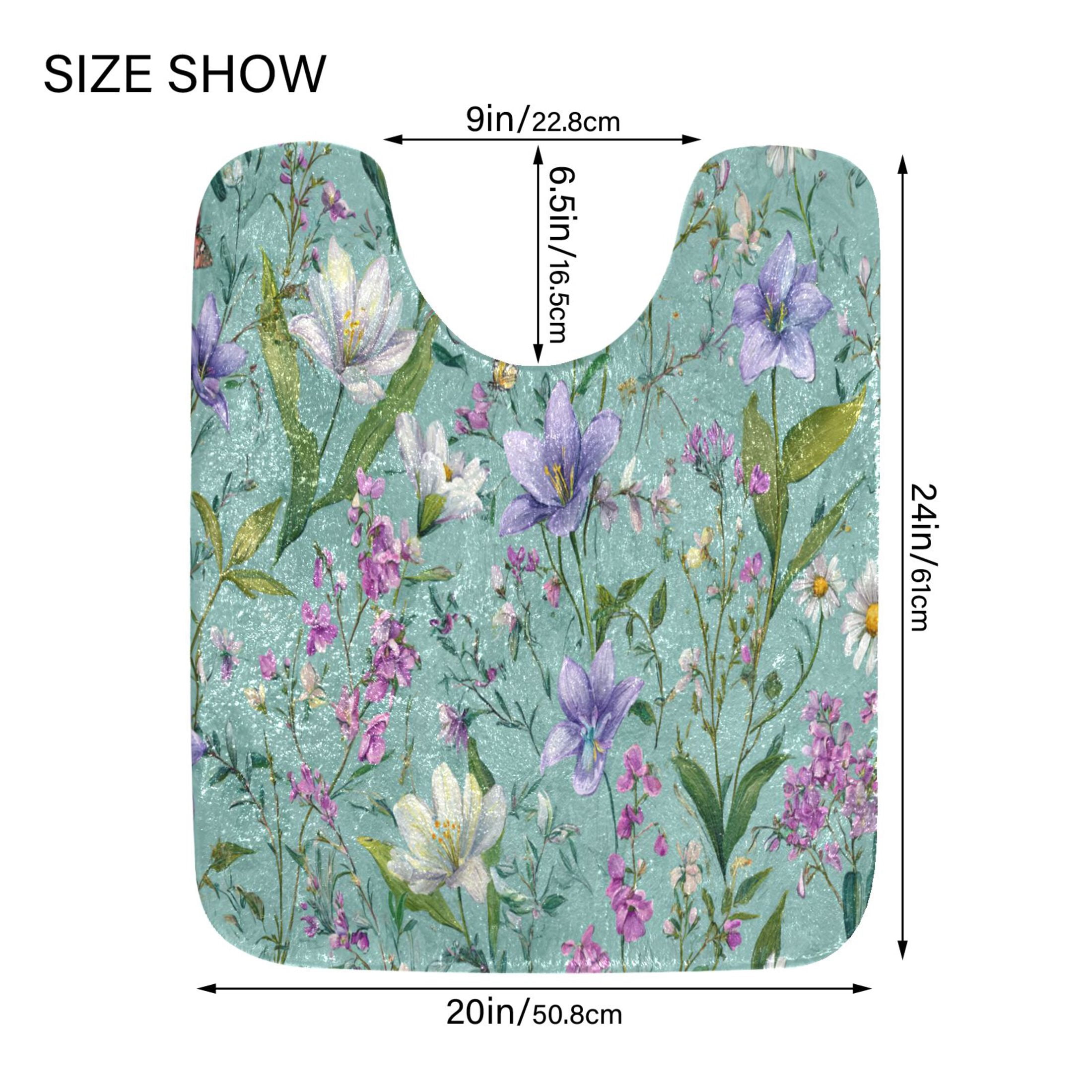 RMDQTR 2PCs Bathroom Rugs Set Plush Toilet Base Mat 16" × 24" Bath Mat and 20" × 24" U Shape Soft Rugs Non Slip Absorbent