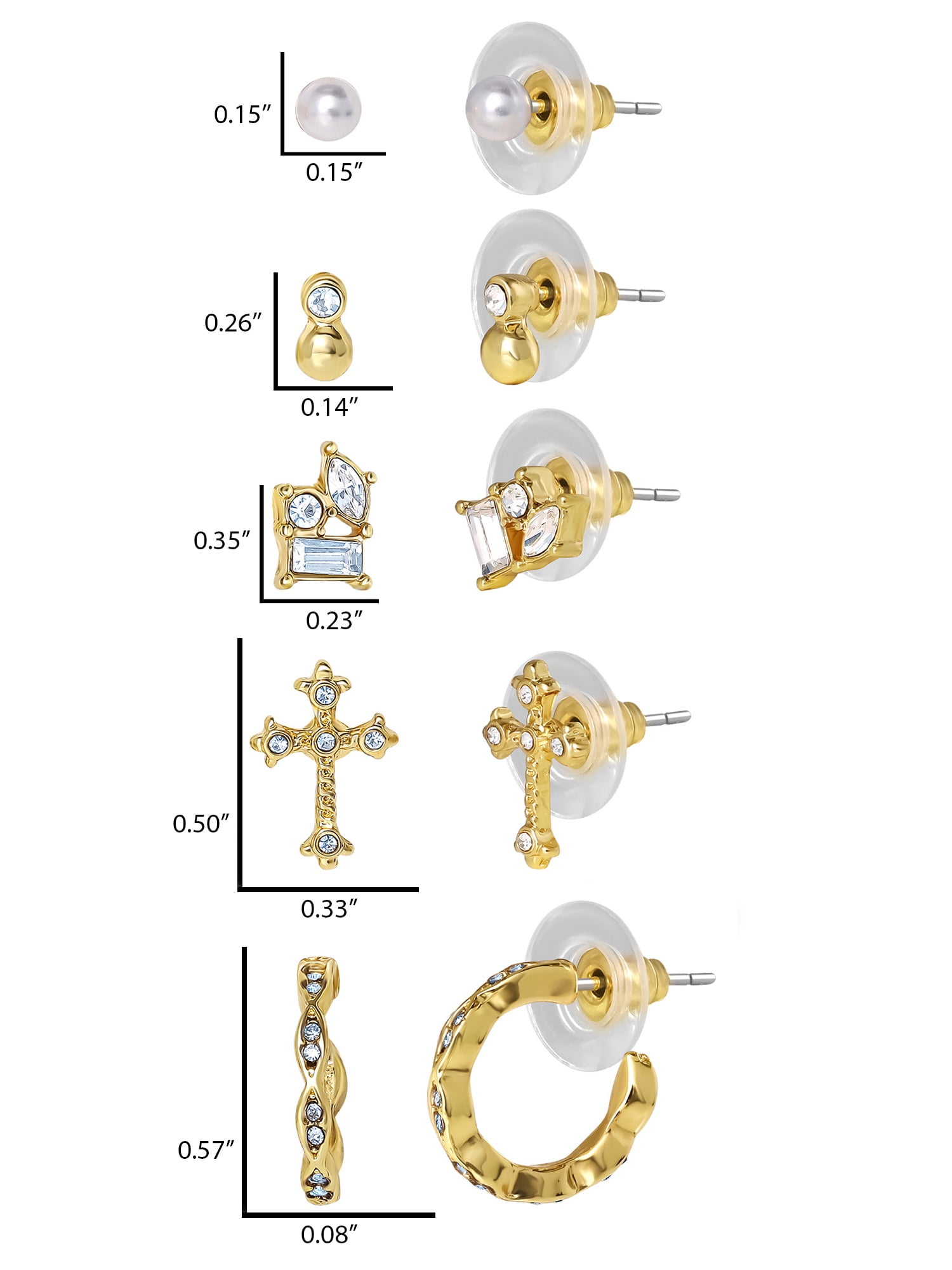 Jessica Simpson Women's Assorted Stud Earring Set, 6 Pairs