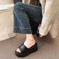 thumbnail image 6 of Slippers for Women,Fashion Solid Color Platform Slippers Temperament Comfortable Breathable Shoes,Womens Slippers,Black,6.5, 6 of 6
