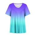 thumbnail image 4 of GaThRRgYP Summer Tops for Women under $10,Women Plus Size Short Sleeves V-Neck Print Blouse Pullover Short Sleeve Blouses Blue M, 4 of 5