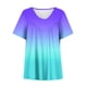 thumbnail image 4 of Qucoqpe - Blusa de talla grande para mujer, estilo informal, con degradado, escote en V, manga corta, fruncida, para verano, en liquidación, 4 of 5