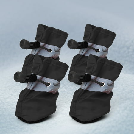 Nvzi -b Dog Boots Paw Protector  Anti-Slip Winter Dog Shoes with Reflective Straps for Small Medium Dogs Size 4 4PCSBlack