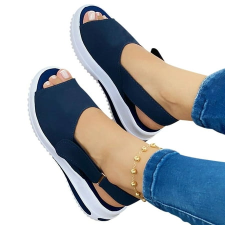 

Bhxteng Women s Beautiful Shoes 2021Fashion Fish Mouth Flat-heeled Beach Ladies Sandals Casual Slope Female Sandals New