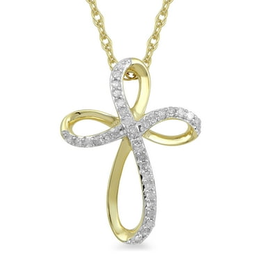 Believe By Brilliance 10K YG 1/10 CTTW Diamond Cross PD W/ 1/20 14KGF CH - 18"