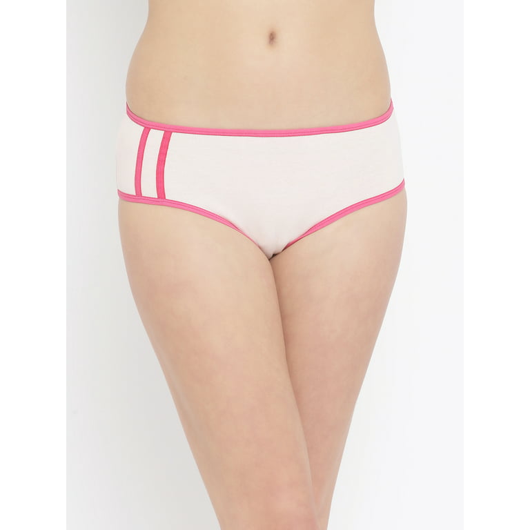 Clovia Mid Waist Hipster Panty in Pink - Cotton 