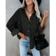 thumbnail image 2 of Camisa lisa de mujer, camisa de pana, blusa túnica con cuello en V, 2 of 4