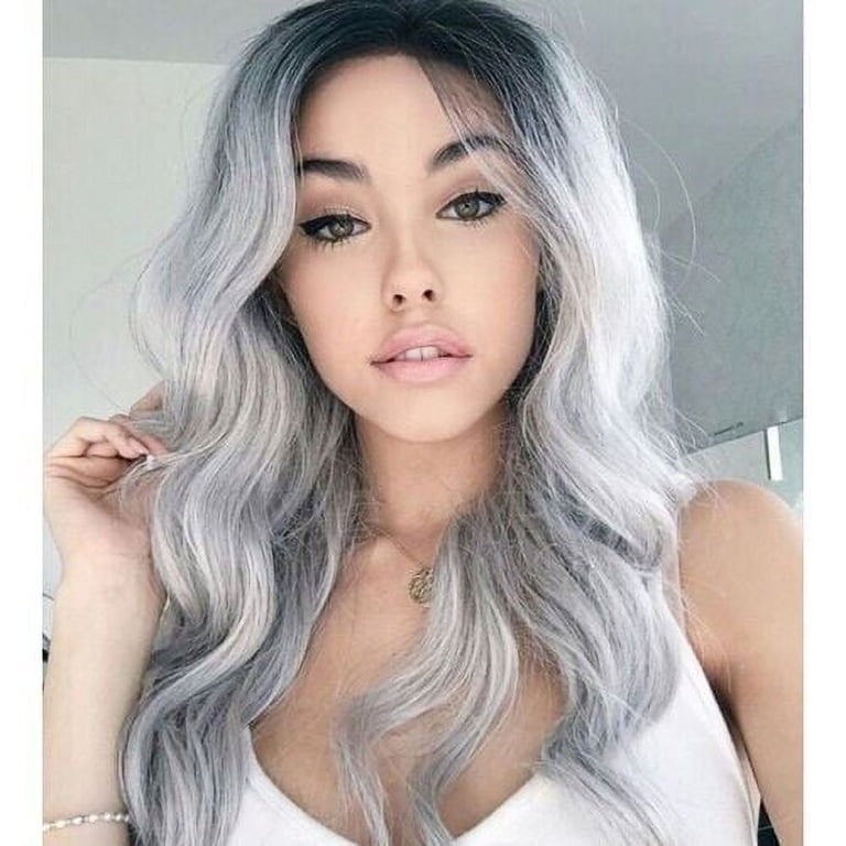 Dark Gray Wavy Beauty Lace Front Wig Amazon.com : 13x6 Body Wave Human Hair Lace Front Wigs180  main image 4