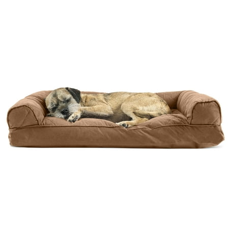 UPC: 0842229105216 | FurHaven Pet Products | Quilted Pillow Sofa Pet Bed for Dogs & Cats – Toasted Brown Medium