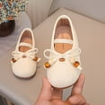 thumbnail image 7 of Viluyesy Girls' Spring Summer Flat Leather Shoes - Soft Sole Bowknot Casual Dress School Party Mary Jane Pumps Beige Size 11.5, 7 of 7