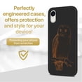 thumbnail image 2 of Wood phone case for iPhone XR compatible protective cell phone cover shockproof slim fit laser engraved Owl Sketch design Black wood case for Men & Women by CaseYard, 2 of 7