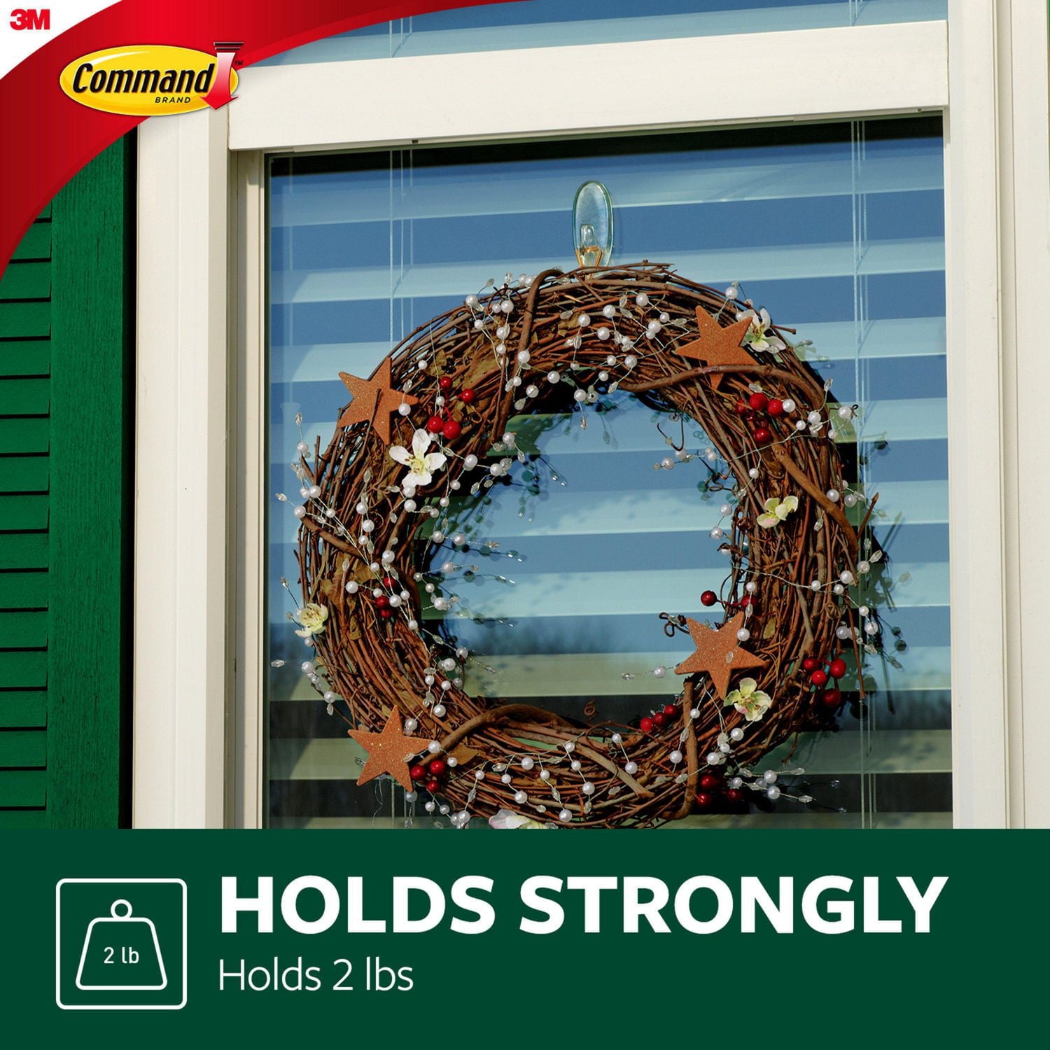 Command™ Outdoor Window Hook 17091CLRAWVPEF, Clear, Medium