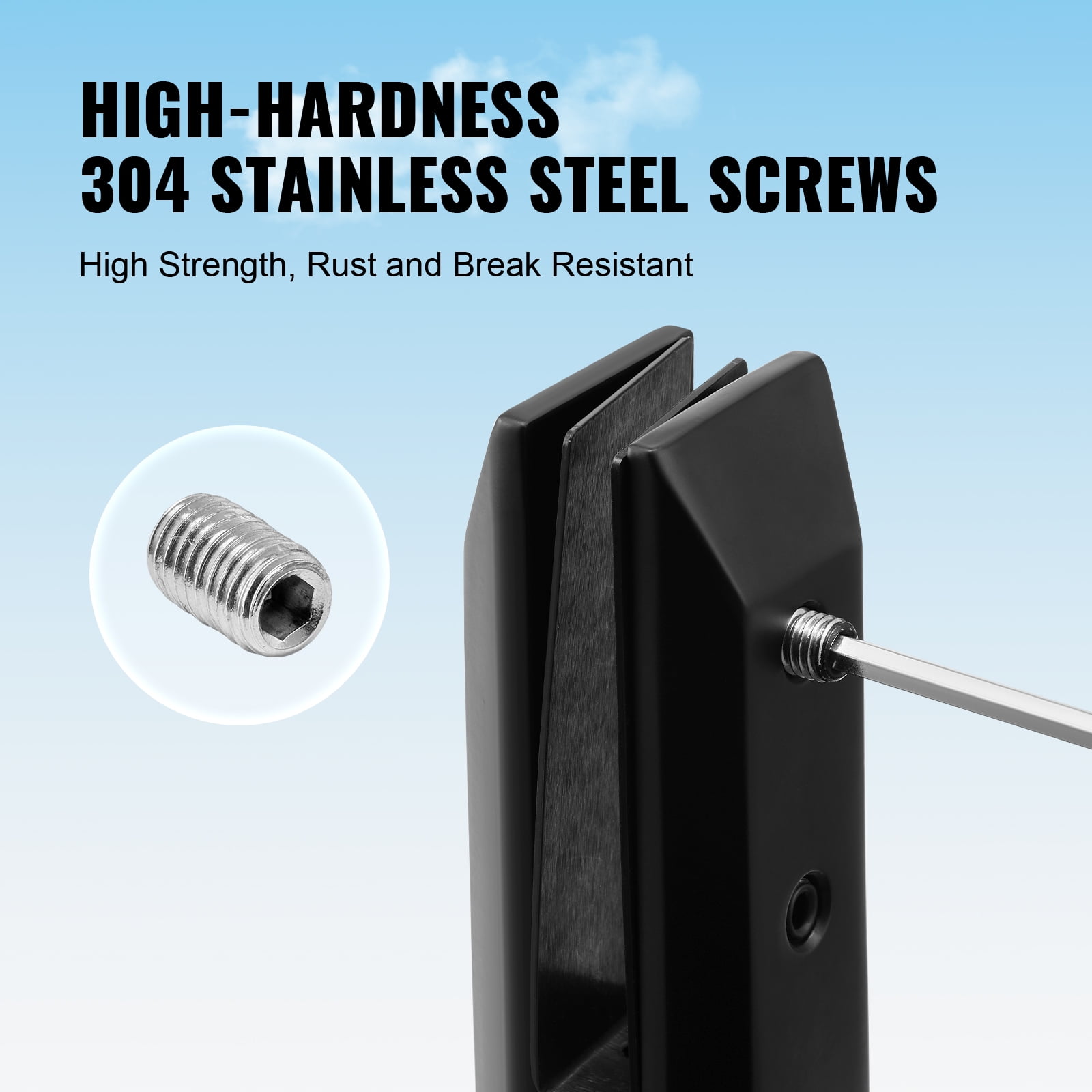SKYSHALO Glass Holder, 4 Pack Square Support for 8-12mm Thick Tempered Glass, Made of 304 Stainless Steel, 3mm Thick Bracket for Glass Shelves in Balconies, Gardens, Decks, Stairs