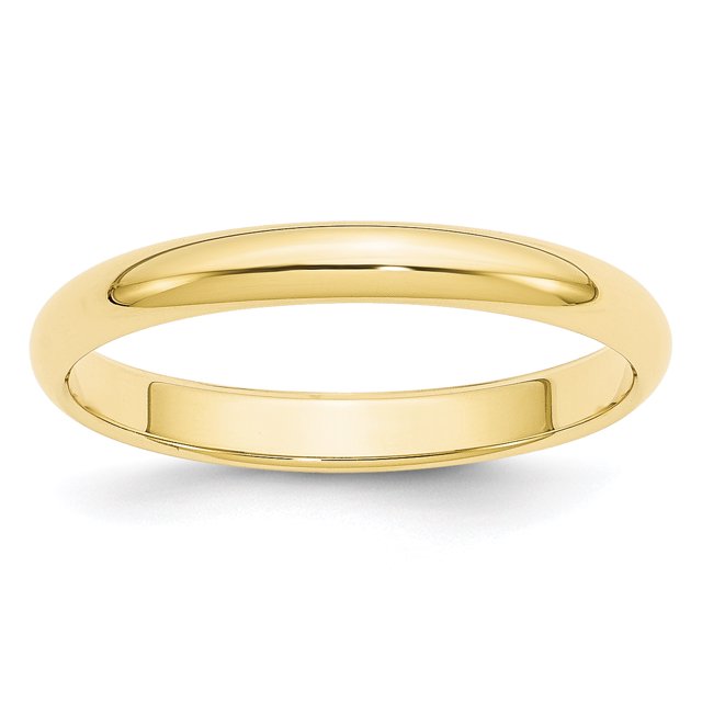 Bague de Mariage Demi-Rond en Or Jaune 10k 3mm Taille 8.5 Classique