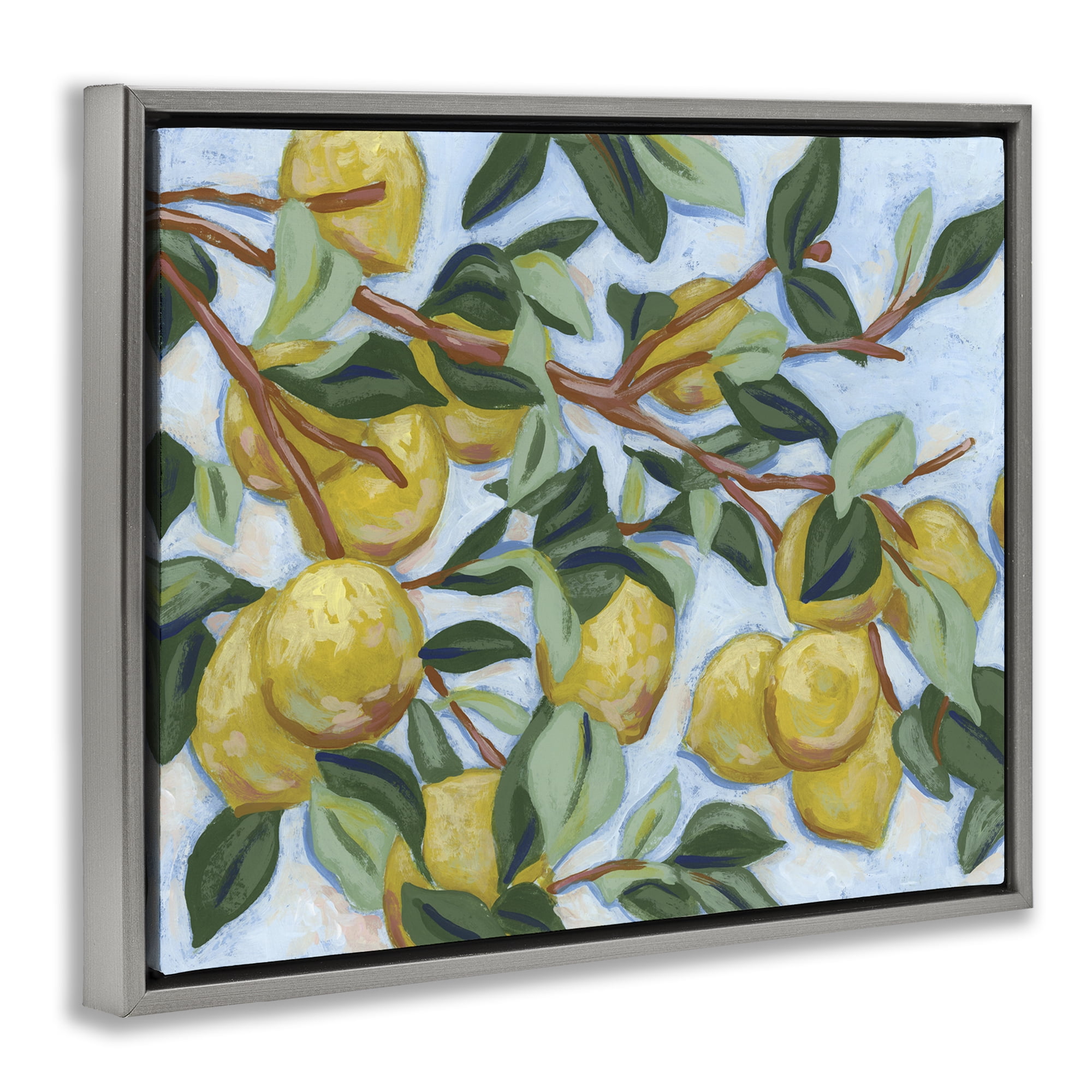 Stupell Industries Sunshine Citrus Tree Gray Framed Floater Canvas Wall Art, design by June Erica Vess