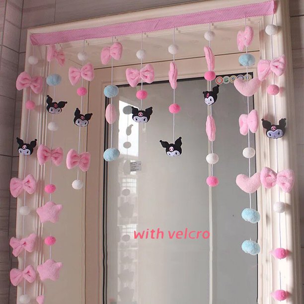 Cortina de felpa Kawaii Hello Kitty Melody Kuromi, colgante de muñeca de Anime Cinnamoroll, juguete, decoración de puerta de dormitorio, regalo del Día de San Valentín