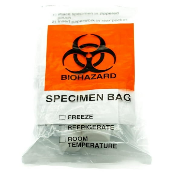Specimen Biohazard Bags with Extra Pocket 6"x9" (Qty 1,000 bags) by BioRx Sponix