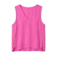 thumbnail image 3 of WRFWUL Womens Cotton Linen Sleeveless Tank Tops V-Neck Side Button Slit Hem Blouses Summer Casual Dressy Outfits, 3 of 6