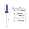 thumbnail image 2 of Unique Bargains Rivets Aveugles Tête Ronde Plate en Aluminium de 3,2 Mm x 9 Mm, Pack de 100 Bleu, 2 of 5