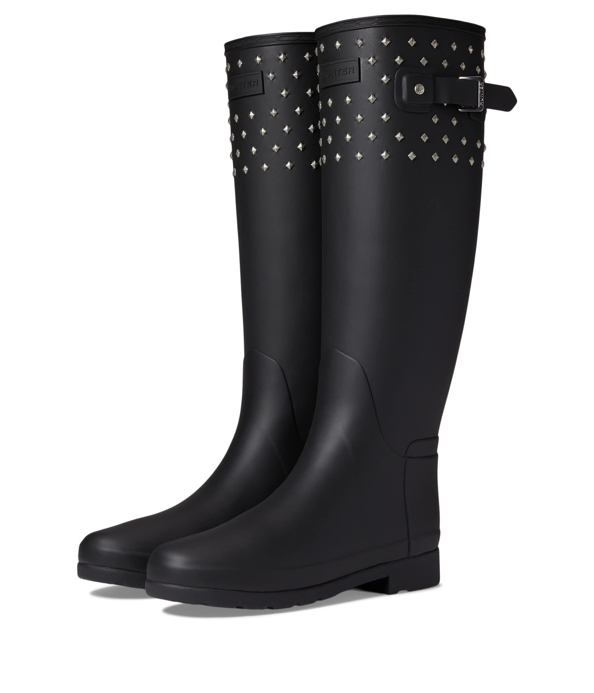 【HUNTER】　Women Ref tall Stud Back Boot Hunter Women's Refined Tall Studded Back Strap Rain Boots, Black