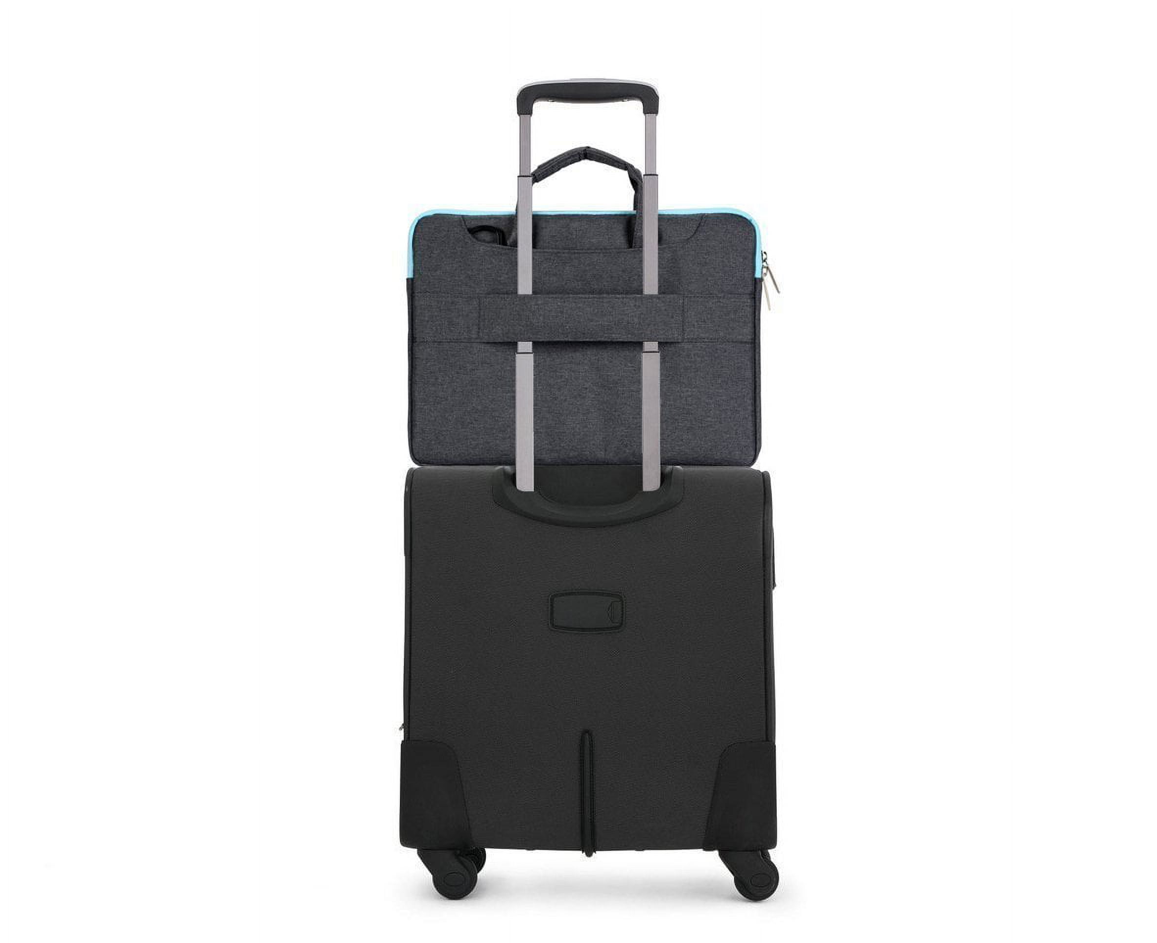 Polyester Laptop Shoulder Bag for 15-15.6 Inch 2017/2016 MacBook Pro with Touch Bar A1707, MacBook Pro, Notebook, Compatible with 14 Inch Ultrabook with Back Belt for Trolly Case, Gray
