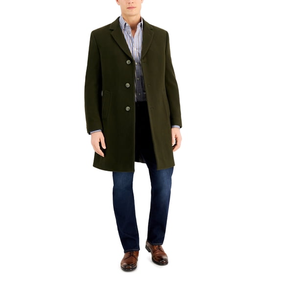 Nautica Mens Regular Fit Wool Overcoat Coat 42 Regular Olive Green