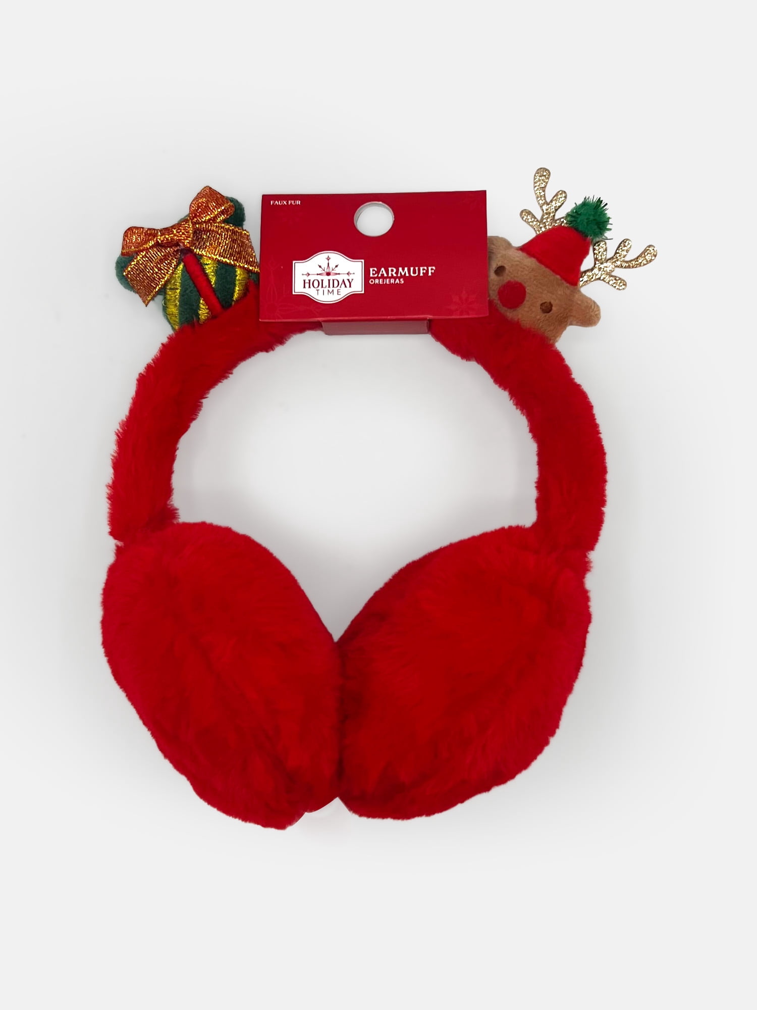 Holiday Time Women's 3D Present Reindeer, Red