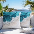 thumbnail image 4 of Watercolor Beach Wave Outdoor Pillow Covers Pack of 2 Abstract Blue Ocean Waterproof Throw Pillow Covers Decorative Cushion Cases for Patio Garden Tent Balcony Couch 16x16 inch, 4 of 8