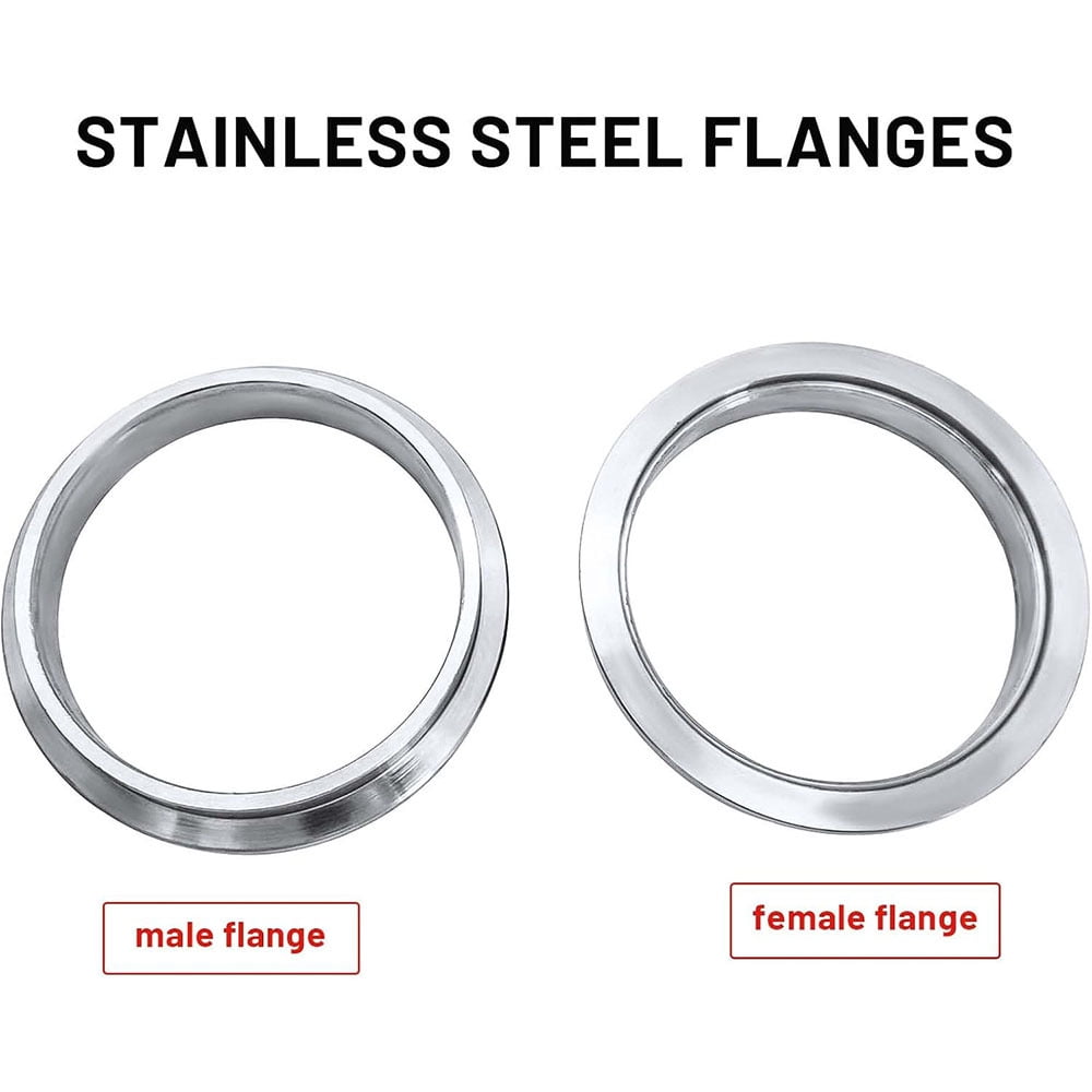 New 3" V-Band Flange & Clamp Kit Stainless Steel Replacement For Turbo Exhaust Downpipes Band Clamp For Turbo Downpipes Exhaust Systems