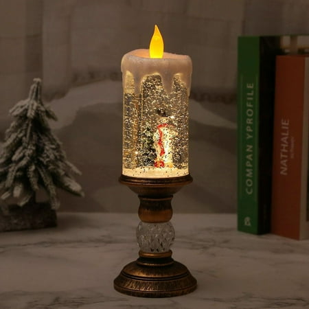 

Battery Or USBOperated Lighted Flameless Candles Christmas Snow Globe Candle Light Swirling Water Glittering Candles For Home Decoration 100ml