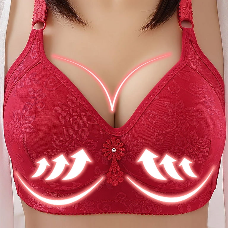 DORKASM Women Wireless Bras for Women Full Coverage Seamless Padded  Comfortable T Shirt Bras Red 38 