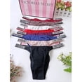 thumbnail image 3 of Victoria Secret Bragas Sin Costuras Para Mujer Letra De Lujo Diamantes De Imitación Lencería G String Diseño De Marca Confort Satén, 3 of 4
