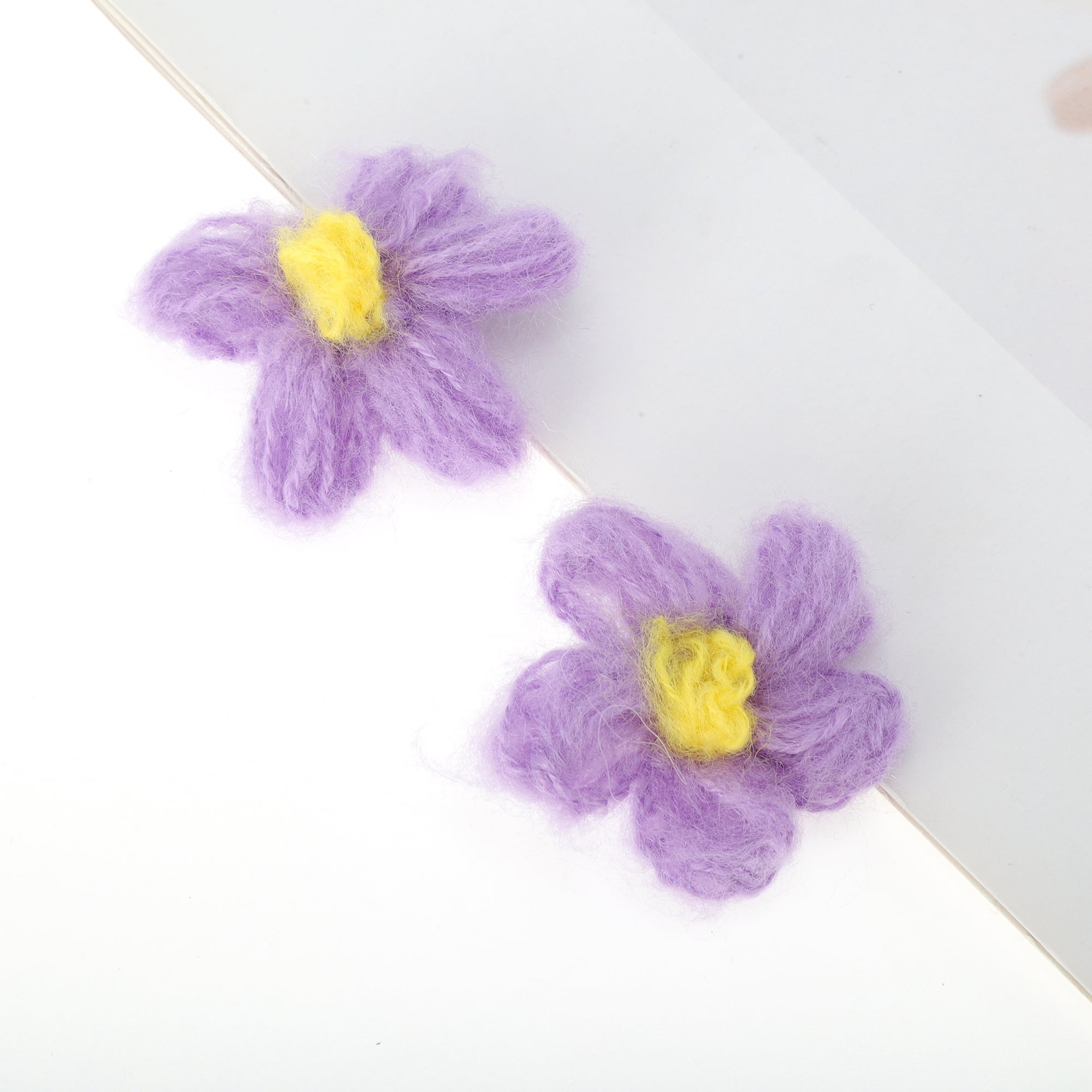 Unique Bargains Wool Yarn Flower Shoelace Charms 1 Pair Purple