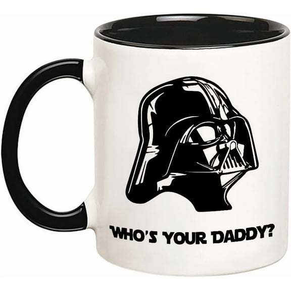 Darth Daddy Coffee Mug, Who's Your Daddy, Welcome to the Darkside, Vader Helmet, Join The Empire, Funny Wars Fan Gift, 11 Oz Novelty Coffee Mug/Cup, Black