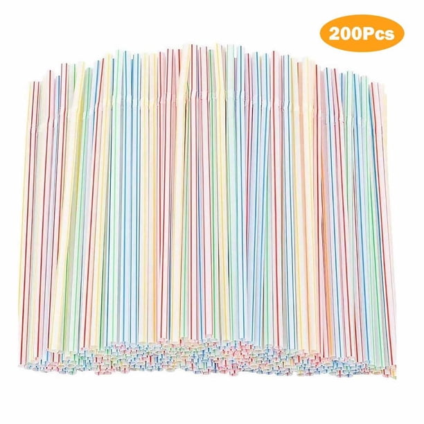 Pajitas para beber Pajitas para beber de plástico coloridas (paquete de 200 ordinarias)