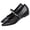Black, variant on Womens Low Wedge Heel Mary Jane Shoes Pointed Toe Comfortable Ankle Strap Rhinestone Dress Pumps for Women Beige,Size 5.5