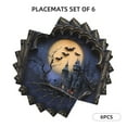thumbnail image 3 of Placemats Set of 4 / 6, Haunted Castle Under Moon Placemats for Dining Table Indoor/Outdoors Heat Resistant Washable Placemats 18" x 12", 3 of 8
