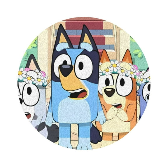 Saiise 6 Pcs Leather Coasters for Drinks Coaster Sets Drink Table Cup Coasters for Living Room Kitchen Coffee Decor,Bluey