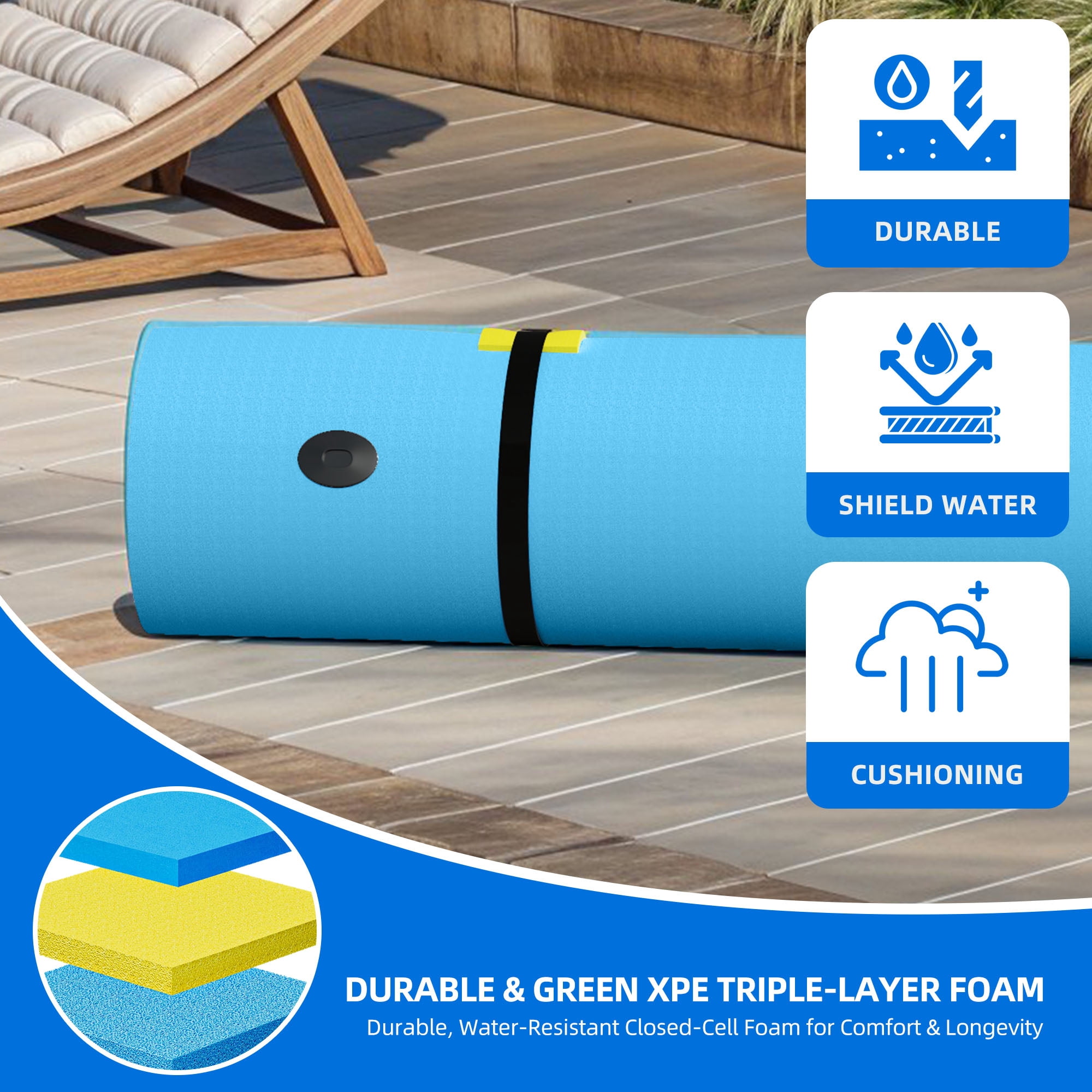 Dextrus 9' X 6' Inflatable Rafts Water Mat - Floating Island Lily Pad for Pools, Lakes, Beach - Fun for Adults, XPE Foam Construction