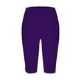 thumbnail image 4 of nochalofo Purple Pants for Women, Capri Leggings for Women Knee Length Capri Leggings Summer Cropped Pants Casual Solid Comfy Capris, 4 of 5