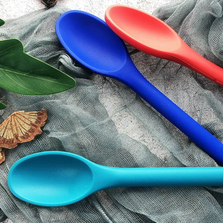 Walbest Boutique Silicone Mixing Spoon Long Handle Nonstick Kitchen Spoon,  Silicone Serving Spoon Heat-resistant Stirring Spoon for Kitchen Cooking