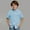 A_ Light Blue, variant on Mwjwdo Boys' Short Sleeve Dress Shirts Classic Collared Button-Down Tshirt Solid Cotton Linen Top with Chest Pocket Green 9 Years