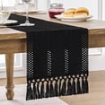 thumbnail image 4 of OIUR Boho Knitted Table Runner Handmade Rustic Table Runner with Tassels Cotton Linen Farmhouse Table Runner for Dining Table Sideboard Dresser Decor, 4 of 7