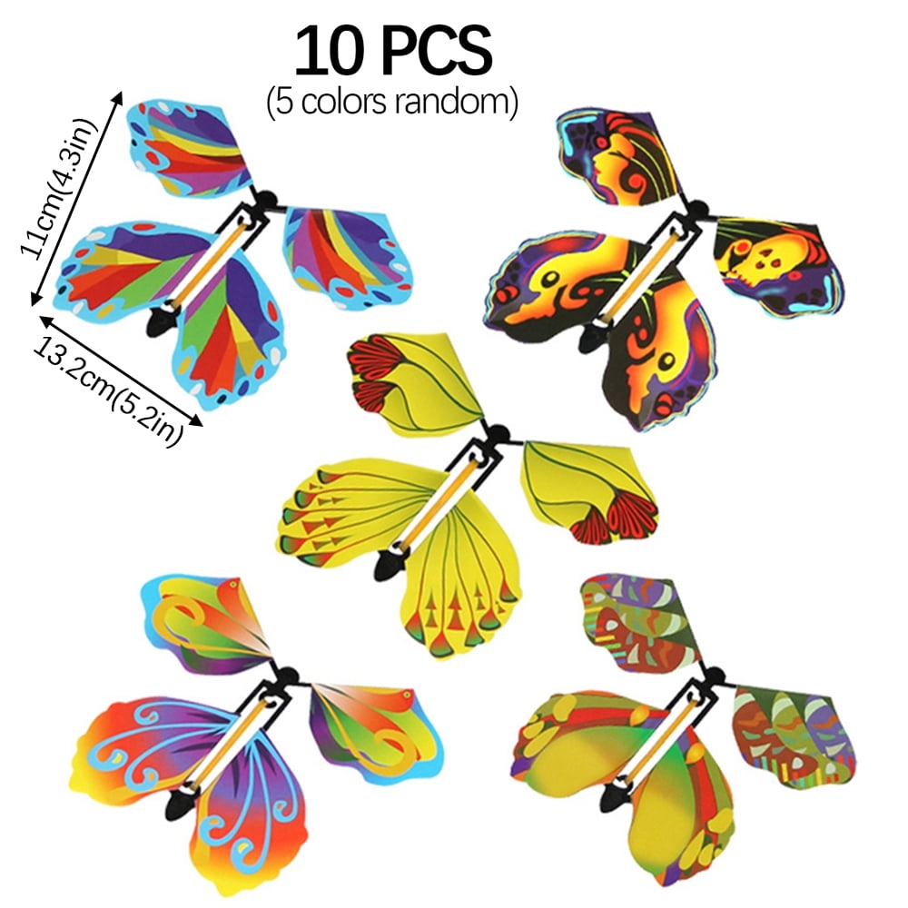 13PCS Magic Props Flying Butterflies Rubber Band Powered Random Toy Surpri H9O9 