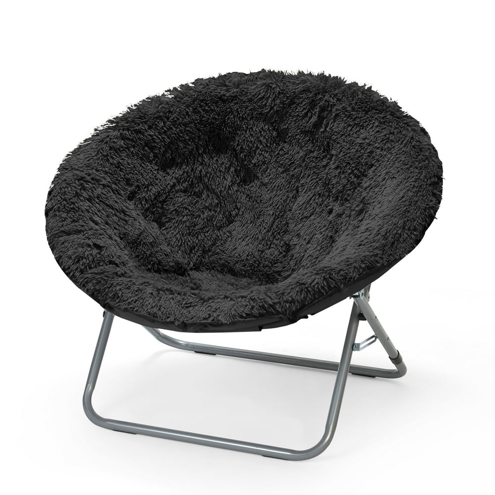 Urban Shop Faux Fur Folding Chair, Black