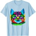 thumbnail image 1 of Cute Cool Colorful Cat Face Kitten Kitty Pet Cuddly Cat T-Shirt, 1 of 1