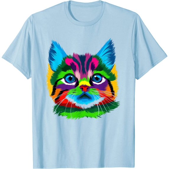 Cute Cool Colorful Cat Face Kitten Kitty Pet Cuddly Cat T-Shirt