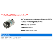 A/C Compressor - Compatible with 2001 - 2003 Volkswagen EuroVan 2002