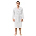 thumbnail image 5 of RIVERSIDE 100% Cotton Terry Bathrobe for Men & Women, Absorbent Spa Robe with Shawl Collar, Belt & Pockets - White, 5 of 9